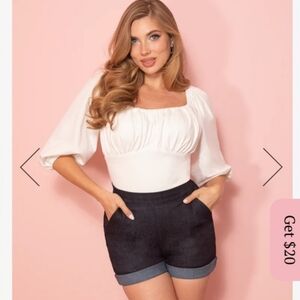 Vixen by Micheline Pitt High Waist Denim Shorts